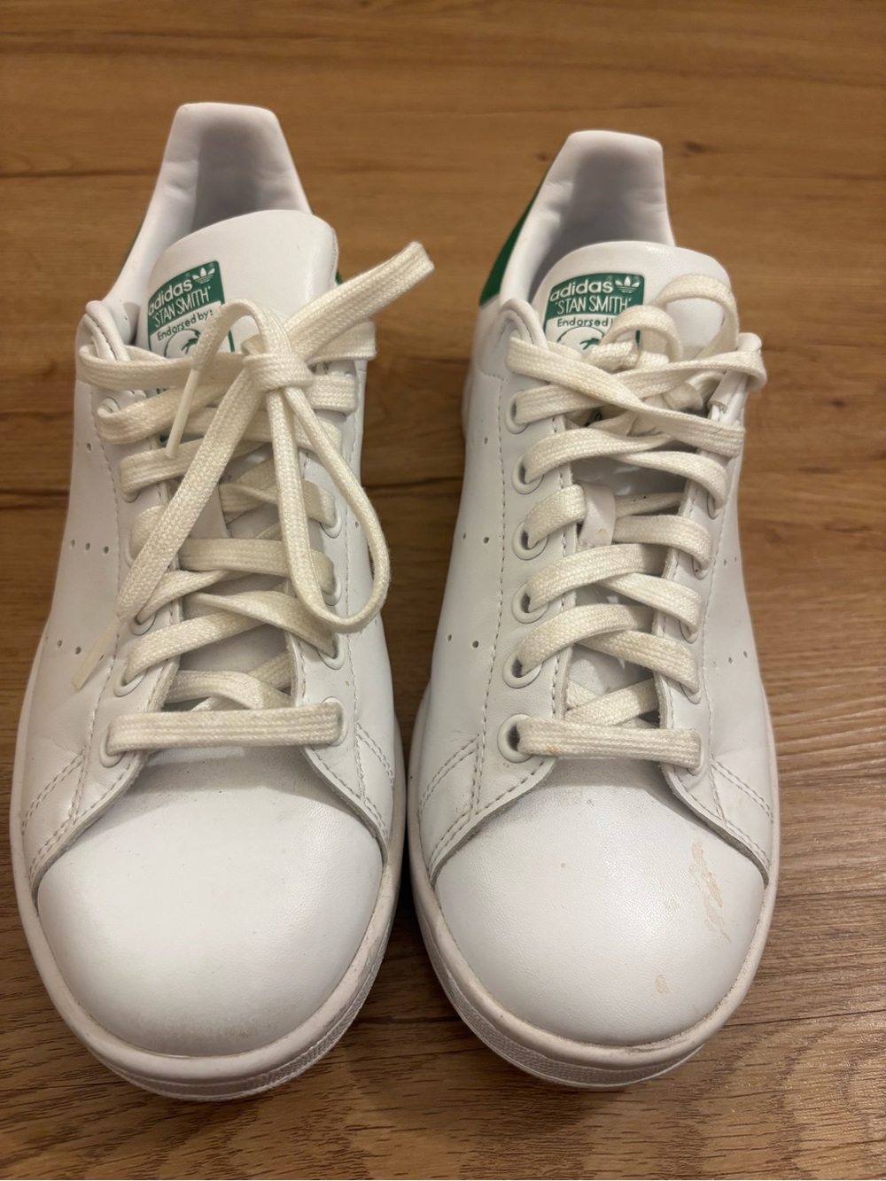 adidas Stan Smith Sneakers in White with Green Heel Tab